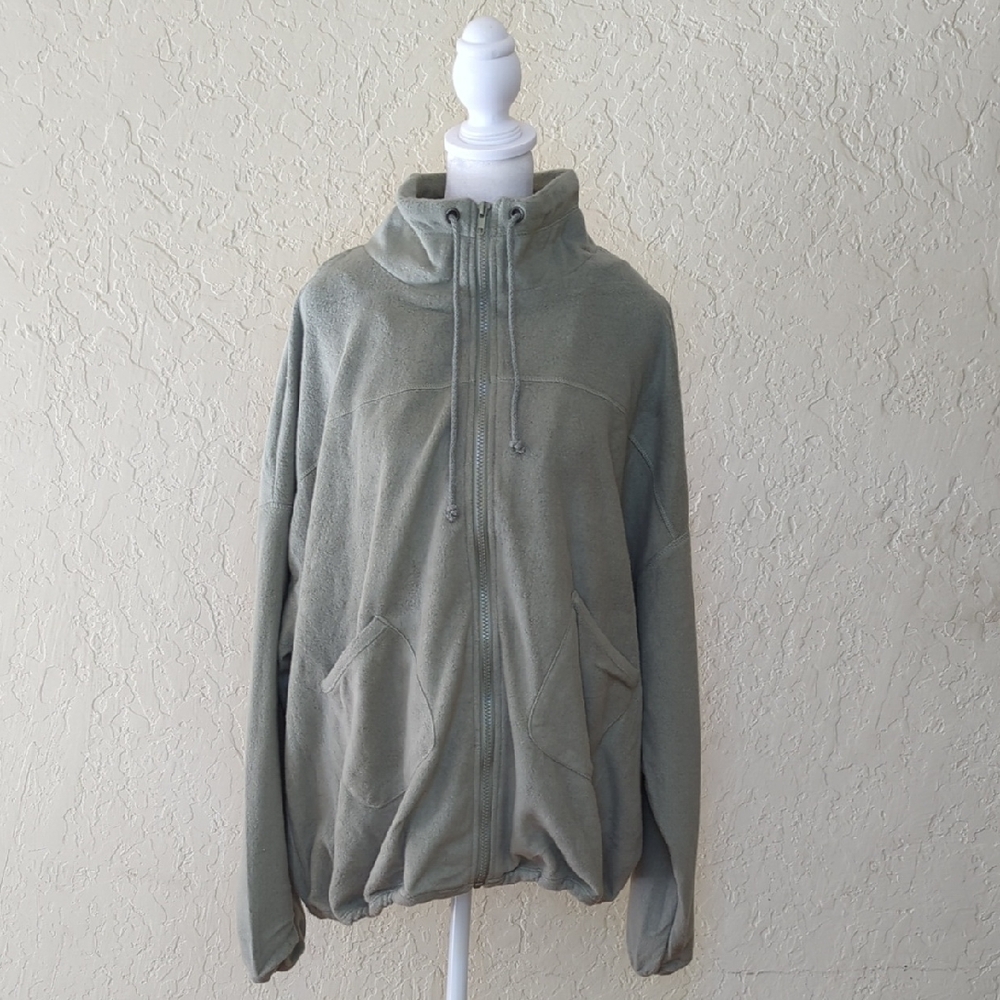 NEW Blu Pepper Sage Green Cozy Fleece Full Zip Mock Neck Jacket Size 2X